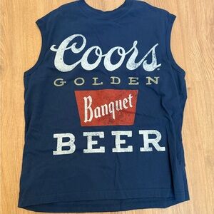 Coors Men’s Navy Graphic Tank Top - Golden Banquet Beer